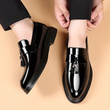 Leather shoes for men, autumn business formal, plus size casual, soft soled, black men's shoes