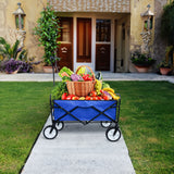 Folding Wagon Garden Shopping Beach Cart (Blue)