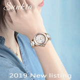 Sunkta Fashion Women's Watch Rose Gold Women's Watch Creative Waterproof Quartz Women's Watch - Emete store