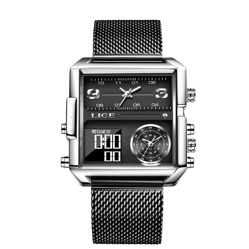Lige New Electronic Quartz Dual Display Watch Men's Waterproof Watch Multi-Function Electronic Watch Quartz Watch - Emete store
