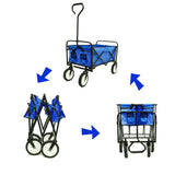 Folding Wagon Garden Shopping Beach Cart (Blue)