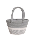 Pink Twist Portable Cotton Thread Woven Bag New Small Fresh Hand Carry Ladies Bag Holiday Beach Bag Picnic Basket