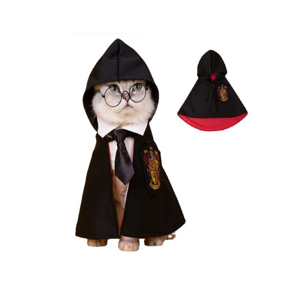 Pet Cloak Embroidered Cloak Cat Shaped Up Costume Harry Potter Wizardry Academy Style Teddy Bears Dog Clothes - Emete Store