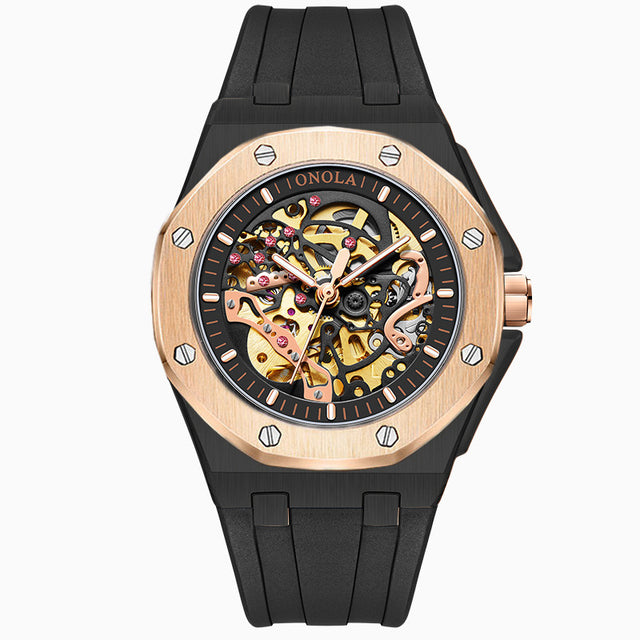 Fully automatic mechanical watch for men fashionable multi-color silicone tape waterproof watch - Emete store