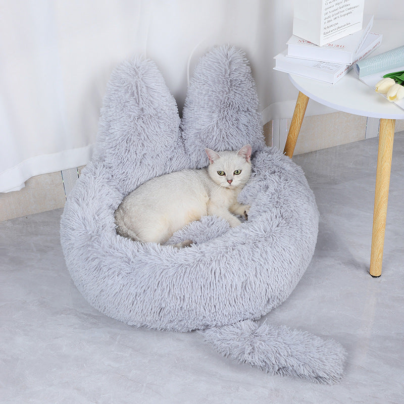 Round Cat House All Season Long Plush Pet House Cat House Warm Pet Supplies Dog Bed Pet Bed Pet Mat - Emete store
