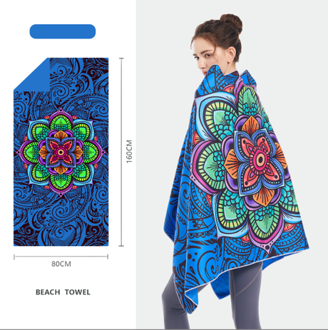 Double sided velvet microfiber beach towel absorbent and quick drying bath towel can be customized pattern - Emete store