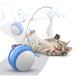 Funny Cat Toy Tumbler Swing Toys For Cats Kitten Interactive Balance Car Cat Chasing Toy Funny Sound And Light Feather Toy - Emete store