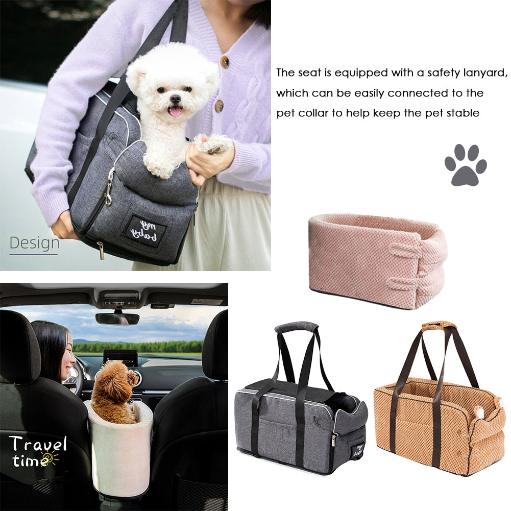 Puppy Cat Bed Car Console Pet Litter Portable Car Handrail Dog Cat Mat Travel Bed Safety Pet Seat - Emete store