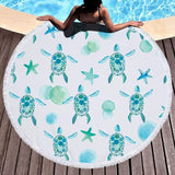 Turtle Round Beach Towels With Tassel Microfiber Bohemia Beach Towel Travel Sofa Picnic Living Room Home Decor