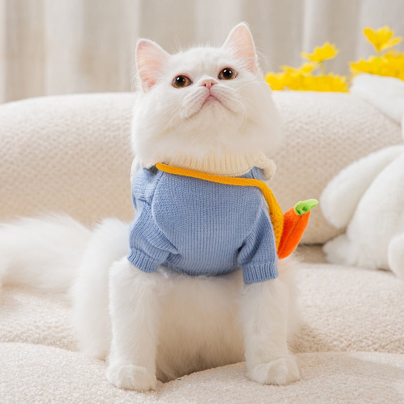 New Cute Cat Clothes Hair proof Autumn Puppet Kitten English Short Blue Cat Pet Autumn Winter Cat Sweater - Emete Store