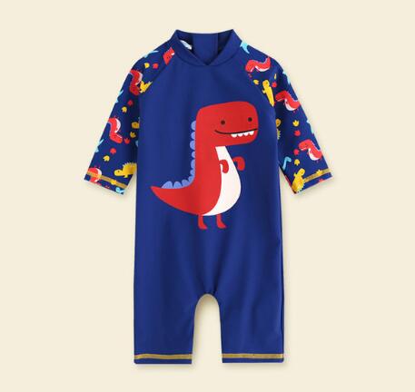 Swimwear Baby Kids Long Sleeve Blue Fish Baby Boy Swimwear Suits One Piece Swimsuit Baby Swimsuit Bathing Suits 80-130cm Baby