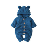 Children's three-dimensional fur ball hooded solid color knitted jumpsuit - Emete Store