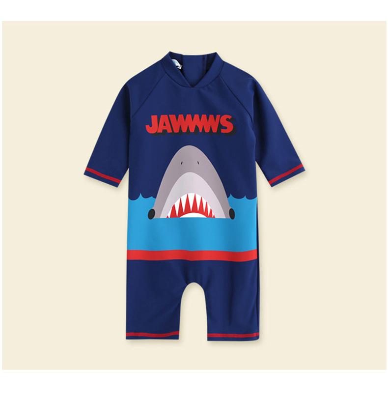 Swimwear Baby Kids Long Sleeve Blue Fish Baby Boy Swimwear Suits One Piece Swimsuit Baby Swimsuit Bathing Suits 80-130cm Baby