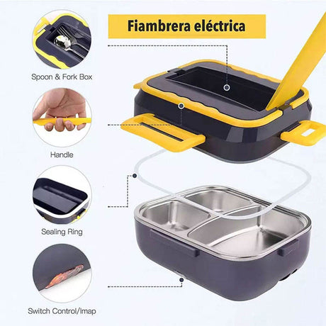 Kitchen ware 1.5L Cookware Sets Heater Portable Electric Lunch Boxes stainless steel Container with Insulation Bag for Car Truck - Emete store