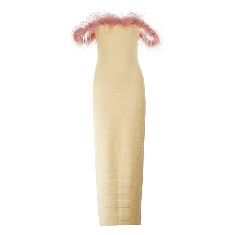 Women's feather strapless skirt - Emete Store