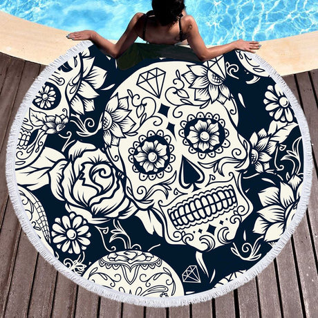 Halloween Skull Beach Towels Boho Swimwear Bathing  Blanket - Emete store