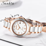 Sunkta Fashion Women's Watch Rose Gold Women's Watch Creative Waterproof Quartz Women's Watch - Emete store
