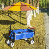 Folding Wagon Garden Shopping Beach Cart   (Blue)