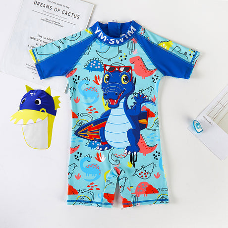 Quick-Drying Boy Swimming Trunks Boy Baby One-Piece Sunscreen Surfing Suit Cute Dinosaur Children's Swimsuit - Emete store