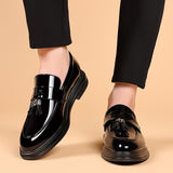 Leather shoes for men, autumn business formal, plus size casual, soft soled, black men's shoes