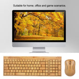 2.4G Wireless Bamboo PC Keyboard and Mouse Combo Combos Computer Keyboard Mice Office Handcrafted Natural Wooden Plug and Play - Emete store