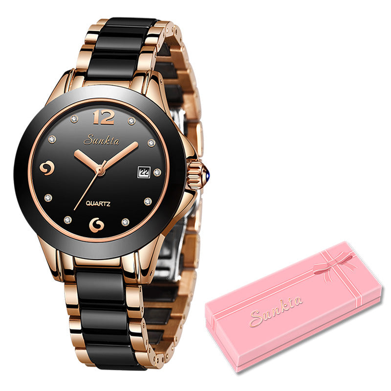 Sunkta Fashion Women's Watch Rose Gold Women's Watch Creative Waterproof Quartz Women's Watch - Emete store