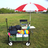 Folding Wagon Garden Shopping Beach Cart (Green)