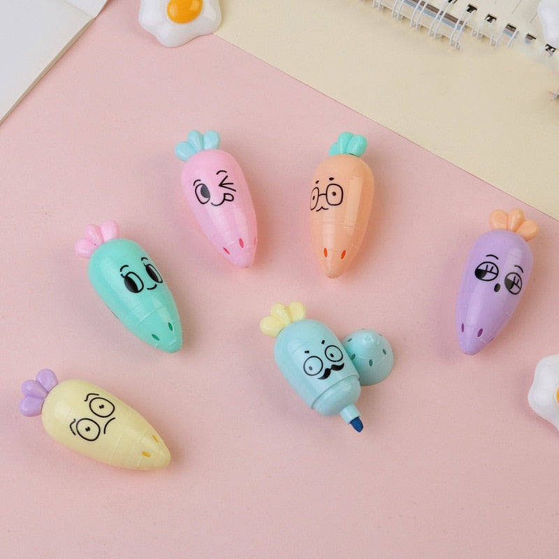 1 PCS Cute Mini Highlighter Lovely Cartoon Paint Marker Pen School Office Office Stationery Supply Capsule Vitamin Kawaii Funny