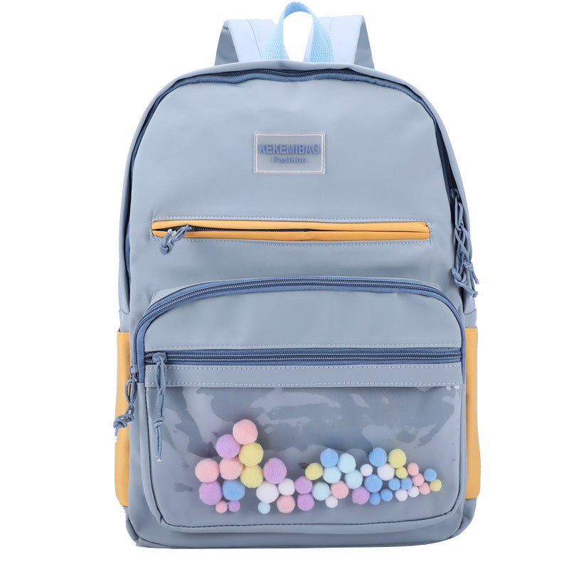 New ins style backpack canvas high school student schoolbag female small fresh contrast color junior high school student backpack