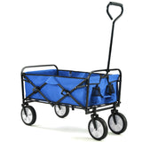 Folding Wagon Garden Shopping Beach Cart   (Blue)