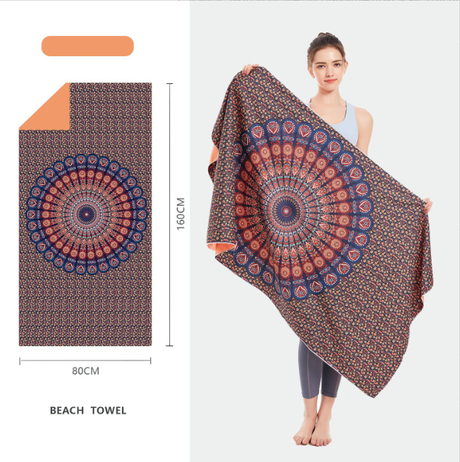 Double sided velvet microfiber beach towel absorbent and quick drying bath towel can be customized pattern - Emete store
