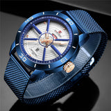 NAVIFORCE Mens Watches Top Brand Luxury Sport Watch Mesh Steel Date Week Waterproof Quartz Watch for Men Clock Relogio Masculino - Emete store