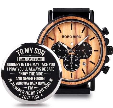 Men Watch Engrave Personal Engraving free Family Birthday Gift for Son Dad Husband Quartz Wristwatches Male Wristwatch Logo - Emete store