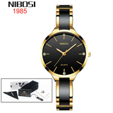NIBOSI Luxury Ceramic Bracelet Watches Ladies Creative Quartz Watch For Women Female Clock Relogio Feminino Montre Femme 2330 - Emete store
