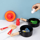 Children's wooden simulation home cooking pot set kitchen cooking with joy cooking utensils wooden toys