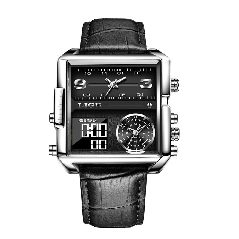Lige New Electronic Quartz Dual Display Watch Men's Waterproof Watch Multi-Function Electronic Watch Quartz Watch - Emete store