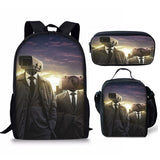 New 3PC-SET Skibidi Toilet Man Backpack Custom Game Peripheral Schoolbags For Primary Secondary School Teenage