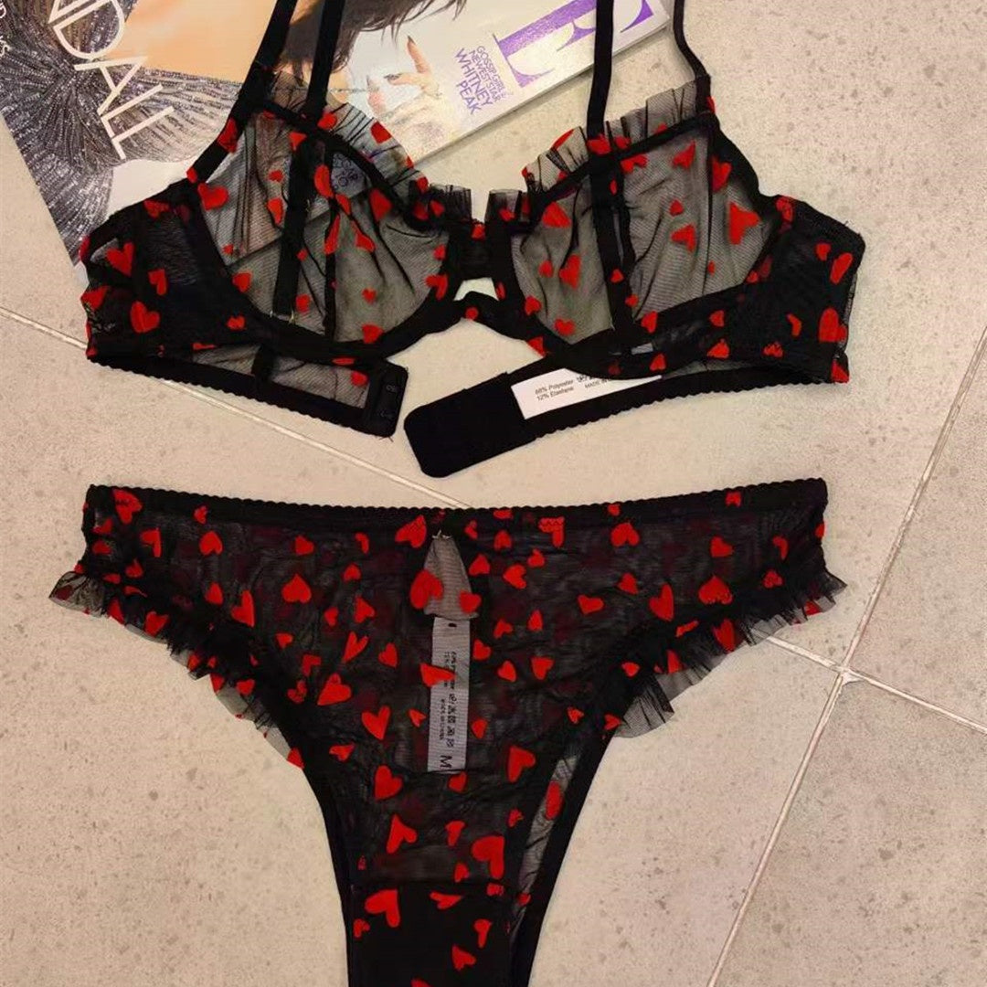 Best Online Shop in Australia - Ultra-thin Lace Heart Bra Set - Emete store