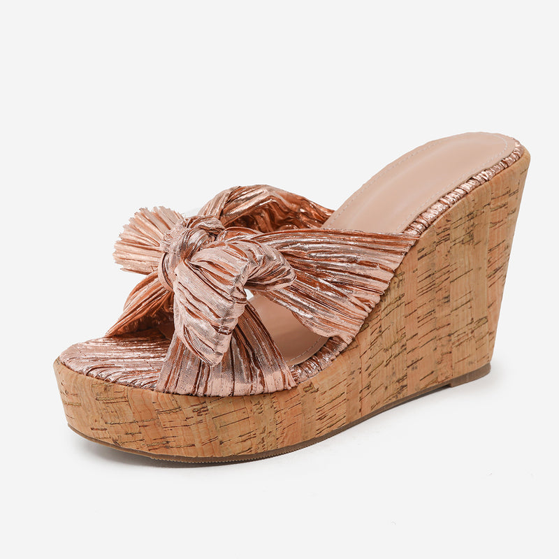 Bow Wedge Sandals - Emete Store