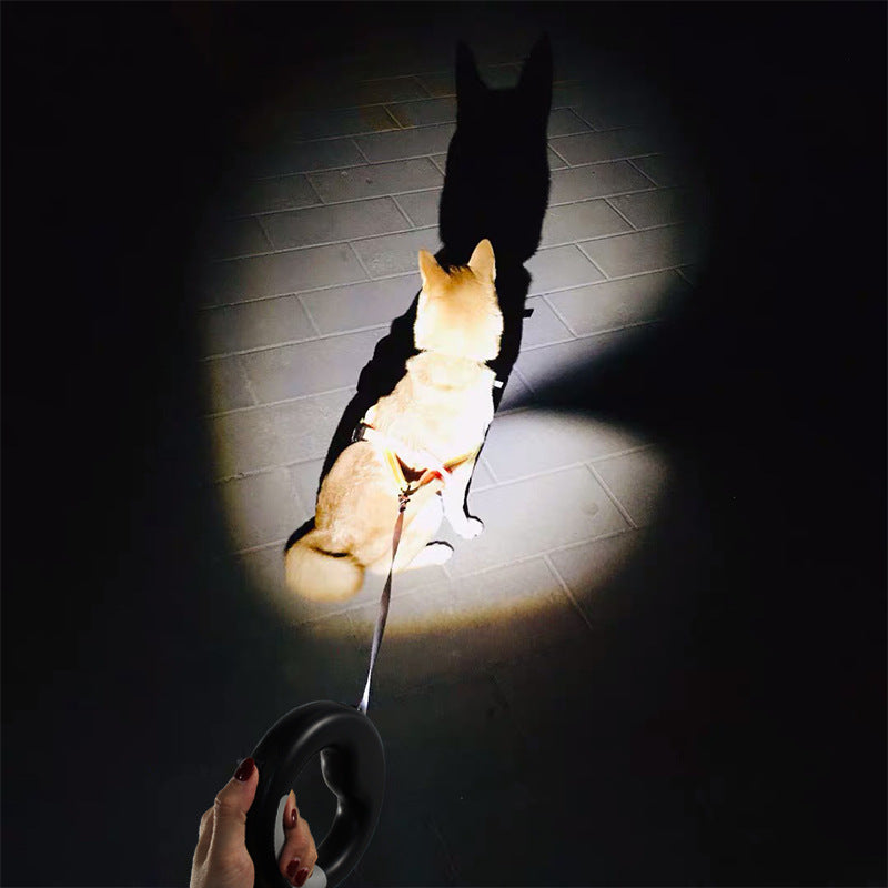 New LED Light Dog Rope Pet Automatic Retractable Leash Ring Luminous Dog Walking Rope Pet Supplies - Emete store
