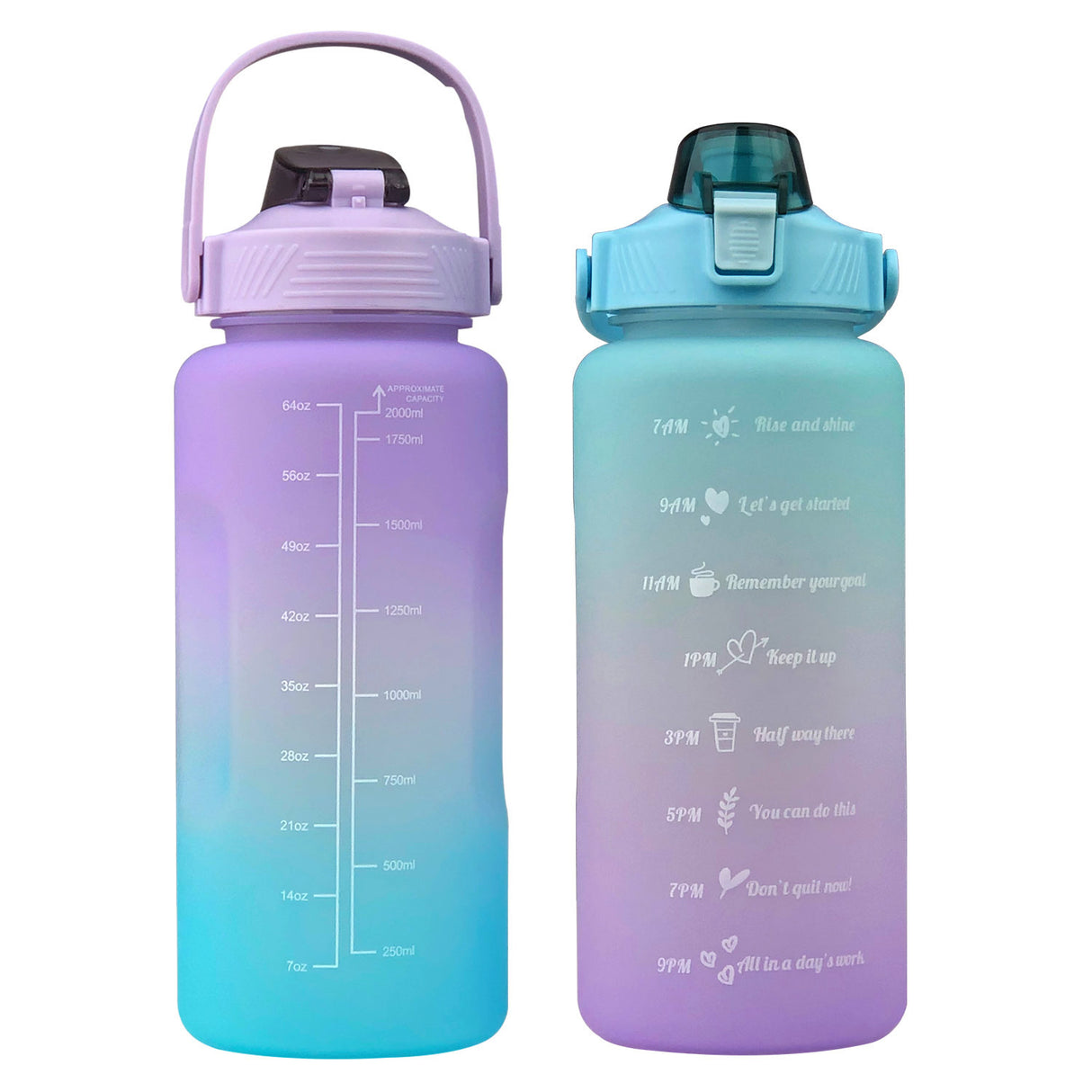 2L Sports Bottle Time Scale Space Cup Outdoor Portable Water Bottle Gradient Water Cup Water Bottle