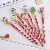 Christmas Stationery 5pcs/lot Santa Claus Snowman Tree Pencil with Eraser Cap for School Office Supplies