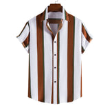 Summer men's striped short sleeved shirt Hawaiian shirt for men