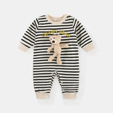 Baby Jumpsuit Autumn New Men And Women Baby Striped Three-Dimensional Bear Romper Long Sleeve Spring And Autumn Baby Clothes