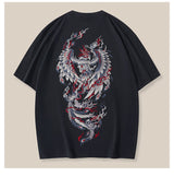 Short sleeved t shirt men heavy industry embroidery Phoenix loose large size national tide Chinese style cotton half sleeve