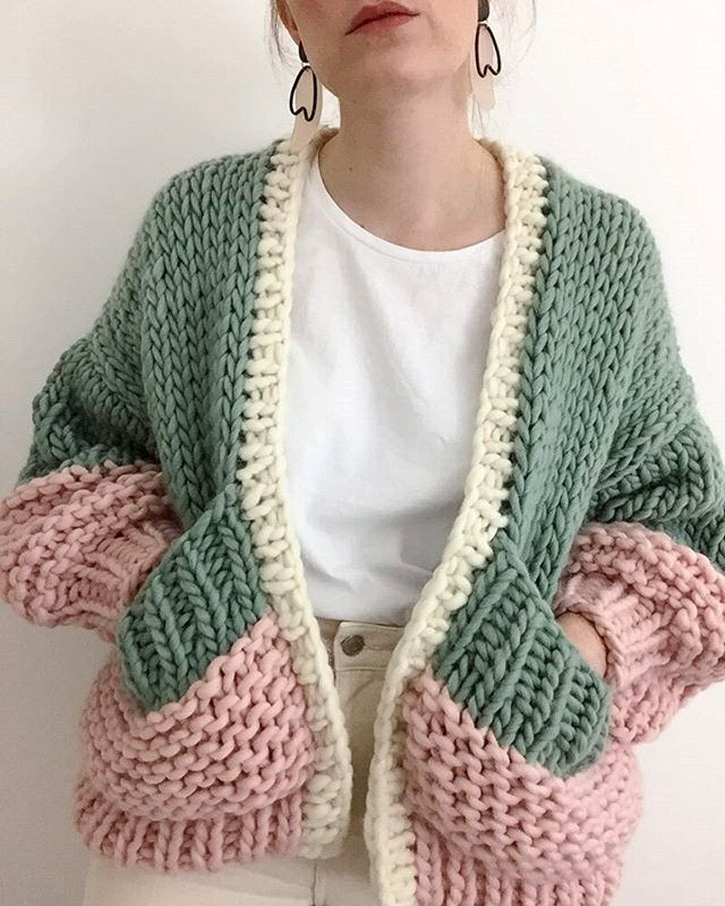 Boho Inspired HANDMADE cardigan puff sleeve women cardigan women warm winter cardigans sweaters new fashion knitwear outwear - Emete Store