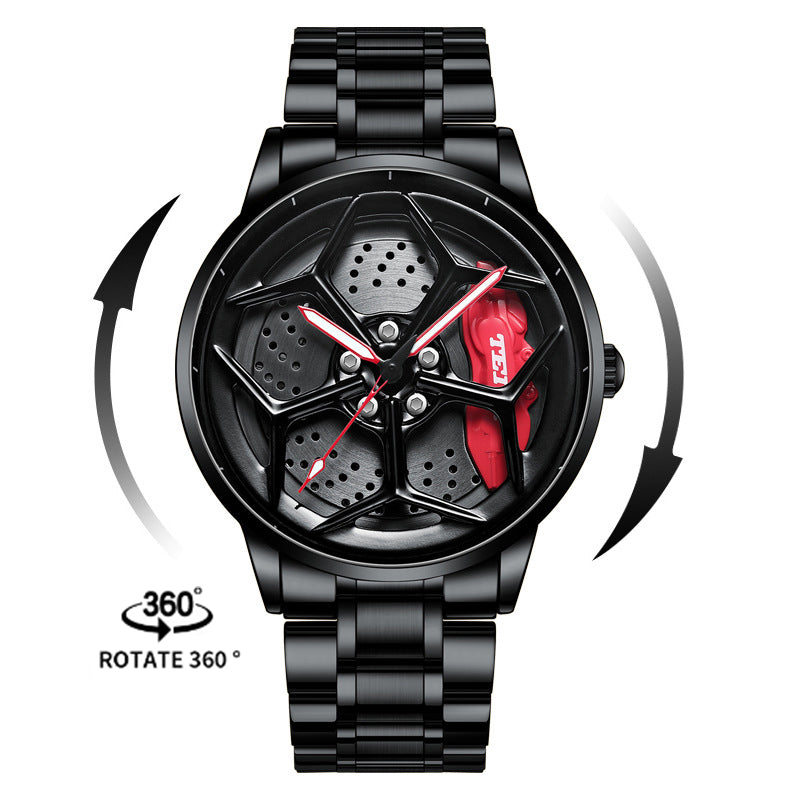 New Top Brand Luxury Mens Watches Stainless Steel Car Wheel Hub Quartz Watch For Men Military Sport Watch Relogio Masculino - Emete store