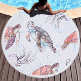 Turtle Round Beach Towels With Tassel Microfiber Bohemia Beach Towel Travel Sofa Picnic Living Room Home Decor