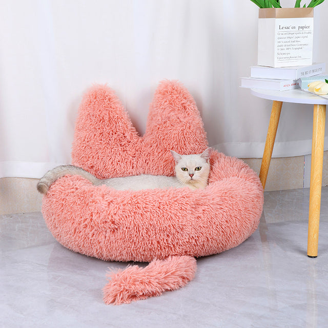 Round Cat House All Season Long Plush Pet House Cat House Warm Pet Supplies Dog Bed Pet Bed Pet Mat - Emete store