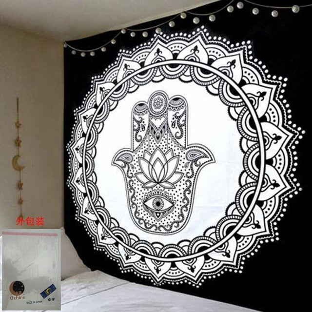 150*200cm  Mandala Tapestry Wall Hanging Witchcraft Hippie Beach Throw Rug Moon Travel Boho Bohemian Home Art Psychedelic Tapestries Decor